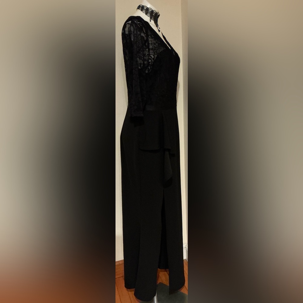 MISSMAY Mother Of The Bride Black Lace Long Side Slit Evening Gown Dress Sz XL - Picture 3 of 16